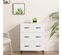 White Engineered Wood Sideboard Cabinet 69.5x34x90 cm 3-Drawer Storage Cupboard