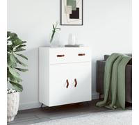 Sideboard White Engineered Wood & Metal Legs 69.5x34x90 cm. Modern Storage Unit