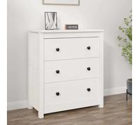 vidaXL Sideboard White 70x35x80 cm Solid Wood Pine 03 UK HOT