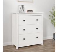 Vidaxl Sideboard White 70X35X80 Cm Solid Wood Pine