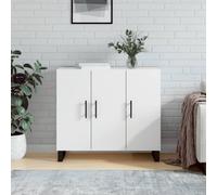 vidaXL Sideboard, Side Cabinet with Doors and Shelves, Storage Cabinet for Living Room Office, Cupboard, Modern Style, White Engineered Wood