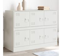 Sideboard White Cold-Rolled Steel 99x39x73 cm 6-Door Storage Metal Cabinet