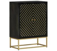 Vidaxl Sideboard With 2 Doors Black&gold 55X30X75 Cm Solid Wood Mango
