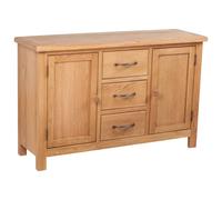 vidaXL Solid Oak Wood Sideboard with 3 Drawers Cupboard Cabinet Organiser