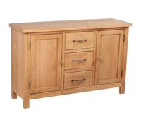 Vidaxl Sideboard With 3 Drawers 110X33.5X70 Cm Solid Oak Wood