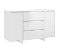 vidaXL Sideboard with 3 Drawers Home Living Room Furniture Modern Storage Side Standing Cabinet Highboard Cupboard Buffet High Gloss White Chipboard