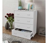 Sideboard White Engineered Wood 60x30.5x71 cm 4-Drawer Compact Storage Chest XS