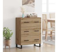 Sideboard Artisan Oak 69.5x34x90cm Engineered Wood Iron Legs Rustic Drawer.
