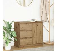 Sideboard White Engineered Wood 71x35x65 cm 1 Door 3 Drawers - Modern Compact.