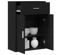 vidaXL Sideboard with Drawer Black Oak 60 x 30 x 84 cm Engineered Wood, Stylish Sideboard, Modern Storage Solution, Rectangular Dining Room Organizer, Durable Engineered Wood Home Cabinet