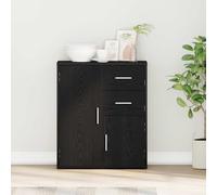 Sideboard Black Oak 60x31x70cm Engineered Wood 2 Drawer 2 Door Modern Storage.