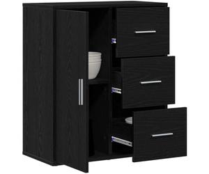 vidaXL Sideboard with Drawer Black Oak 60 x 31 x 70 cm Engineered Wood, Modern Rectangular Storage Sideboard, Durable Indoor Furniture, Minimalist Design, Large Dining Room Cabinet, Functional Decor