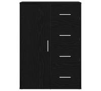 vidaXL Sideboard with Drawer Black oak 60 x 31 x 84 cm Engineered wood, Dining Room, Rustic Sideboard, Storage Unit, Indoor Organizer, Rectangular Cabinet, Adjustable Dresser for Home