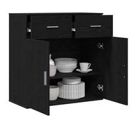 vidaXL Sideboard with Drawer Black Oak 78 x 38 x 80 cm Engineered Wood, Dining Room, Rectangular, Modern, Engineered Wood Sideboard, Functional Furniture, Storage Cabinet, Minimalist Decor