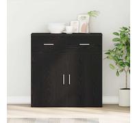 vidaXL Sideboard with Drawer Black Oak 78 x 38 x 80 cm Engineered Wood, Modern Rectangular Engineered Wood Sideboard, Dining Room Storage Cabinet, Functional Minimalist Home Organizer, Chic Decor