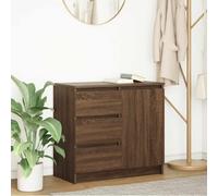 vidaXL Storage Cabinet Sideboard 1 Door 3 Drawers Engineered Wood Brown Oak 71x35x65 cm
