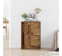 vidaXL Sideboard with Drawer Old wood 60 x 31 x 84 cm Engineered wood, Dining Room, Rustic Sideboard, Storage Unit, Indoor Organizer, Rectangular Cabinet, Adjustable Dresser for Home
