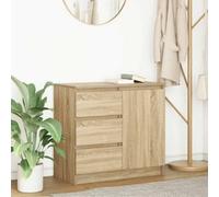 vidaXL Sideboard with Drawer Sonoma Oak 71x35x65 cm Engineered Wood - Brown, Brown
