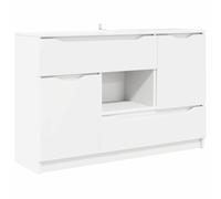 vidaXL Sideboard with Drawer White 100 x 30 x 65.6 Engineered Wood, Living Room, Rectangular, Modern Design, Ample Storage Space, Bright Lighting, Comfortable Seating, Functional Layout