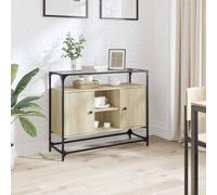 vidaXL Sideboard with Glass Top Sonoma Oak 98x35x81 cm Engineered Wood