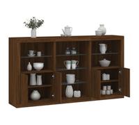 vidaXL Sideboard with LED Lights Brown Oak 181.5x37x100 cm UK