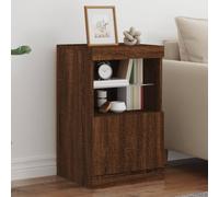 vidaXL Sideboard Highboard Storage Cabinet - LED Lights - Brown Oak 41x37x67 cm