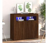 Vidaxl Sideboard With Led Lights Brown Oak 80X35X75 Cm
