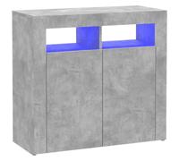 vidaXL Sideboard with LED Lights Concrete Grey Storage Cabinet Home Organiser