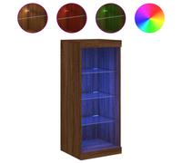 vidaXL Sideboard with LED Lights Cupboard Highboard Storage Cabinet Brown Oak