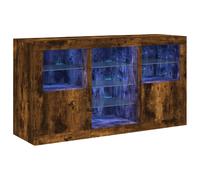 vidaXL Sideboard with LED Lights Cupboard Highboard Storage Cabinet Smoked Oak