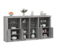 vidaXL Sideboard with LED Lights Grey Sonoma 202x37x100 cm