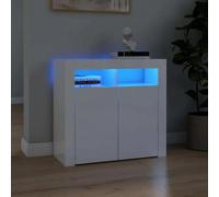 Sideboard with led Lights High Gloss White 80x35x75 cm Vidaxl White