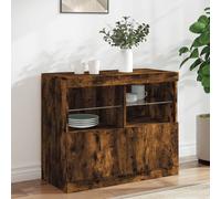 vidaXL Sideboard with LED Lights Smoked Oak 81x37x67 cm