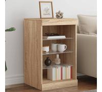 (sonoma oak) vidaXL Sideboard with LED Lights Cupboard Highboard Storage Cabinet Smoked Oak