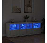 (white) vidaXL Sideboard with LED Lights Cupboard Highboard Storage Cabinet Brown Oak