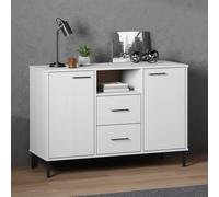 vidaXL Sideboard with Metal Legs White 113x40x77 cm Solid Wood OSLO