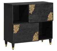 vidaXL Sideboard with Shelf Black 80 x 33 x 75 cm Solid Mango Wood