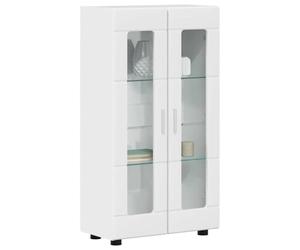 vidaXL Sideboard with Shelf FLORIN High Gloss White 55.5 x 29 x 100 cm, Stylish, Rectangular Wooden Cabinet, Ample Storage Solution for Home, Office, Contemporary Design for Living Space