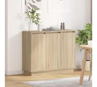 vidaXL LED Sideboard Sonoma Oak 90 x 32 x 75 cm Engineered Wood - Yellow, Yellow
