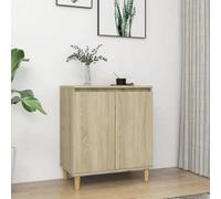 vidaXL Sideboard with Solid Wood Legs Sonoma Oak Chipboard Storage Cabinet