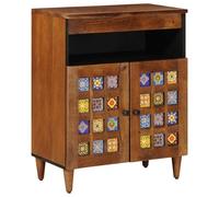 vidaXL Sideboard with Storage Walnut 60 x 33 x 75 cm Solid Mango Wood, Modern Rectangular Sideboard, Mango Wood Storage, Stylish Home Organizer, Minimalist Unit for Dining Room, Functional Cabinet