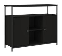 vidaXL Sideboardd, Storage Cabinet for Living Room, Cupboard with Wooden Handles, Side Cabinet Highboard, Modern Style, Black Engineered Wood
