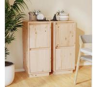 vidaXL Sideboards 2 Pcs 31.5X34X75 Cm Solid Wood Pine, Brown