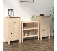 vidaXL Sideboards 2 pcs 40x35x80 cm Solid Wood Pine 01 UK HOT