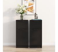 Vidaxl Sideboards 2 Pcs Black 30X30X70 Cm Engineered Wood Sideboards