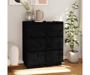 vidaXL Sideboards 2 pcs Black 32x34x75 cm Solid Wood Pine