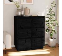vidaXL Sideboards 2 pcs Black 32x34x75 cm Solid Wood Pine UK