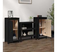 vidaXL Sideboards 2 pcs Black 39x35x80 cm Solid Wood Pine