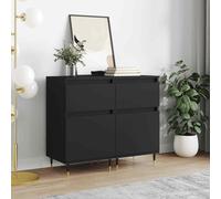 vidaXL Sideboards 2 pcs Black 40x35x70 cm Engineered Wood 01 UK HOT
