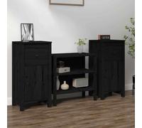 vidaXL Sideboards 2 pcs Black 40x35x80 cm Solid Wood Pine 02 UK HOT